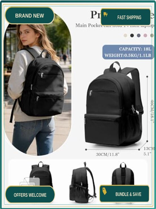 Lightweight Multi Pocket Backpack for Travel School College